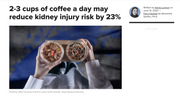 2-3 Cups of Coffee a day may Reduce Kidney Injury Risk by 23%