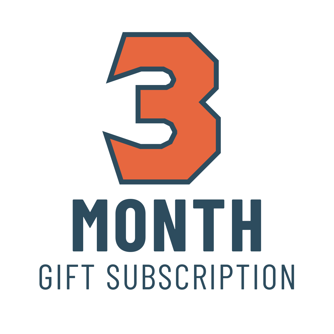 Orange number '3' with 'MONTH GIFT SUBSCRIPTION' text on a white background