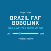 Single Origin Brazil FAF Bobolink flavor calls: plum, honeycomb, chocolate chip