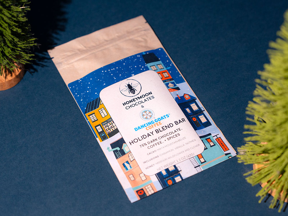 Dancing Goats holiday Blend Chocolate Bar