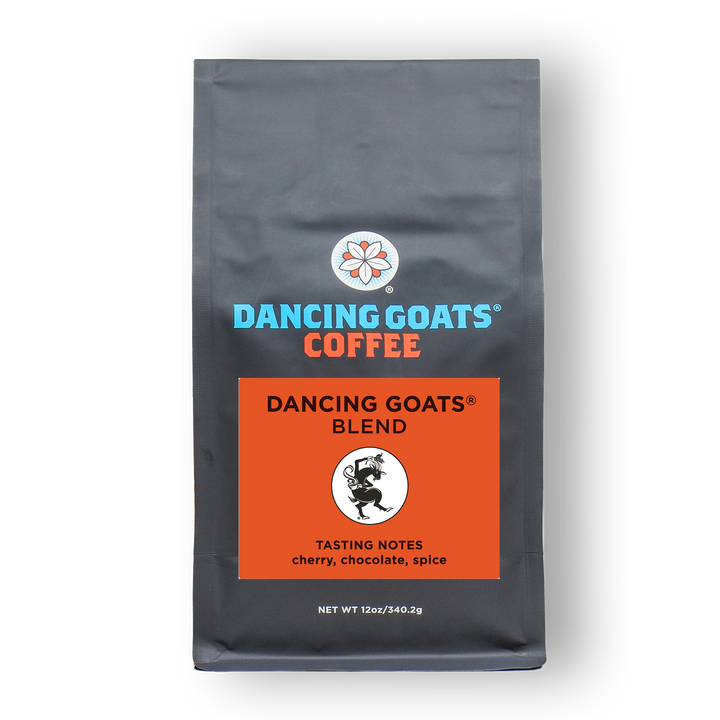 Dancing Goats Coffee bag on a white background