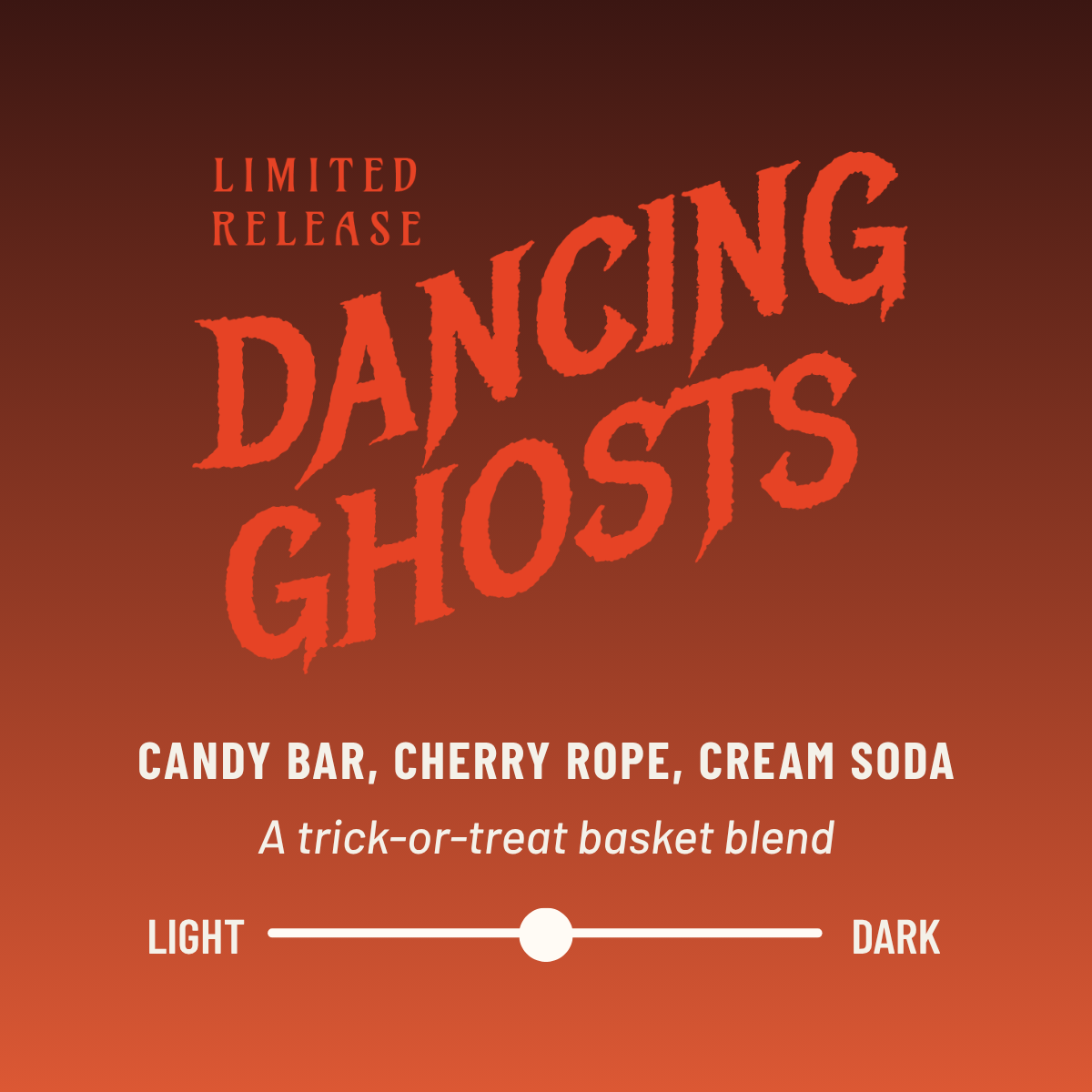 limited release dancing ghosts coffee description: candy bar, cherry rope, cream soda