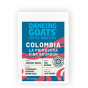 image of white coffee bag with label: colombia la primavera pink bourbon
