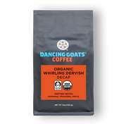 Dancing Goats Coffee Organic Whirling Dervish Decaf package on a white background
