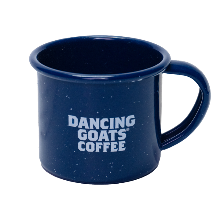 Navy blue enamel coffee mug ornament