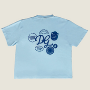 Dancing Goats light blue boxy fit cropped tee - back side