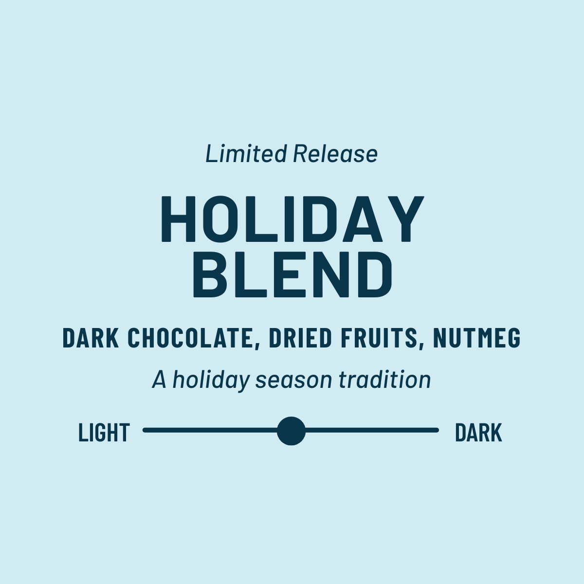 holiday blend flavor descriptions on blue background