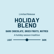 holiday blend flavor descriptions on blue background