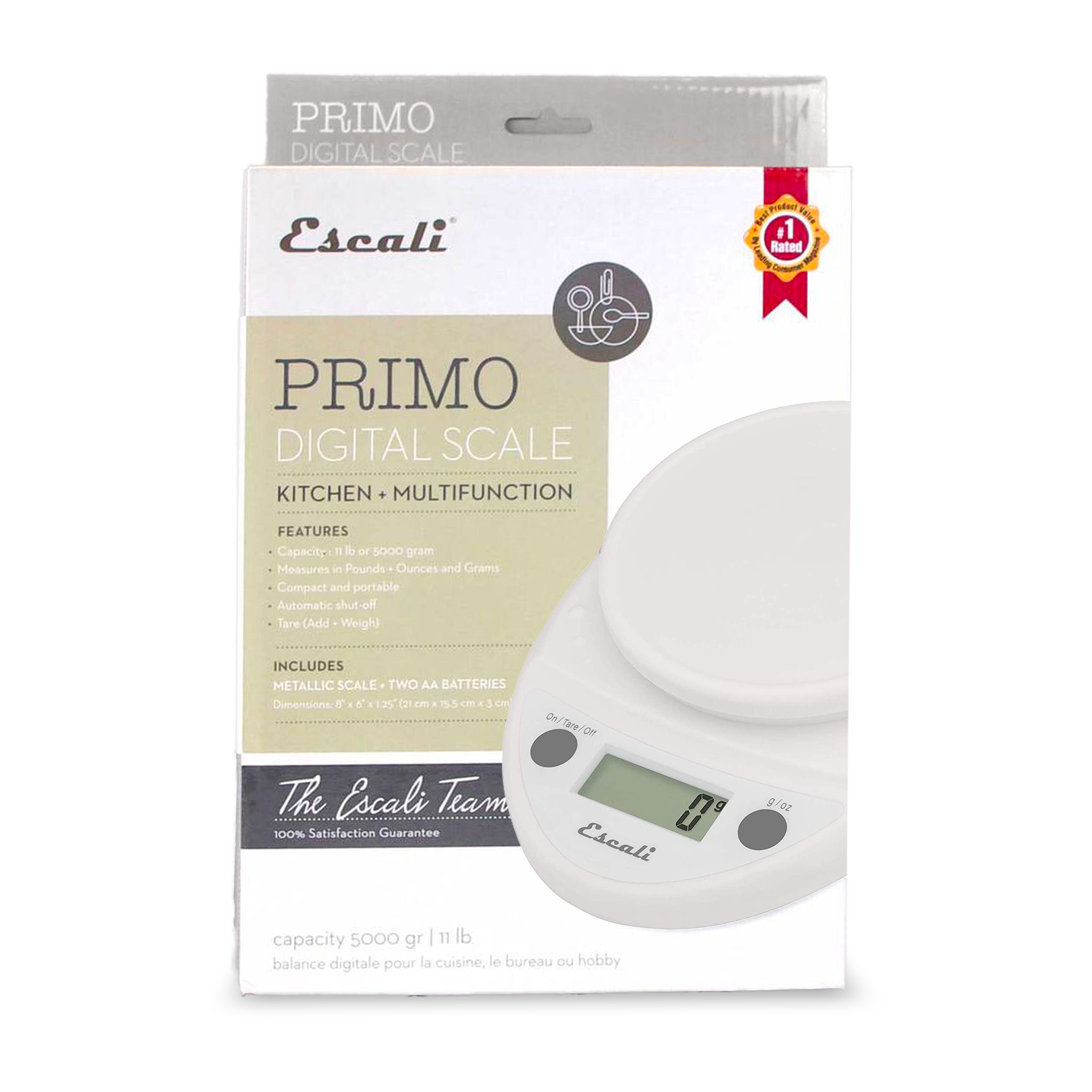 White 11 lb Escali Primo Digital Kitchen Shipping Scale