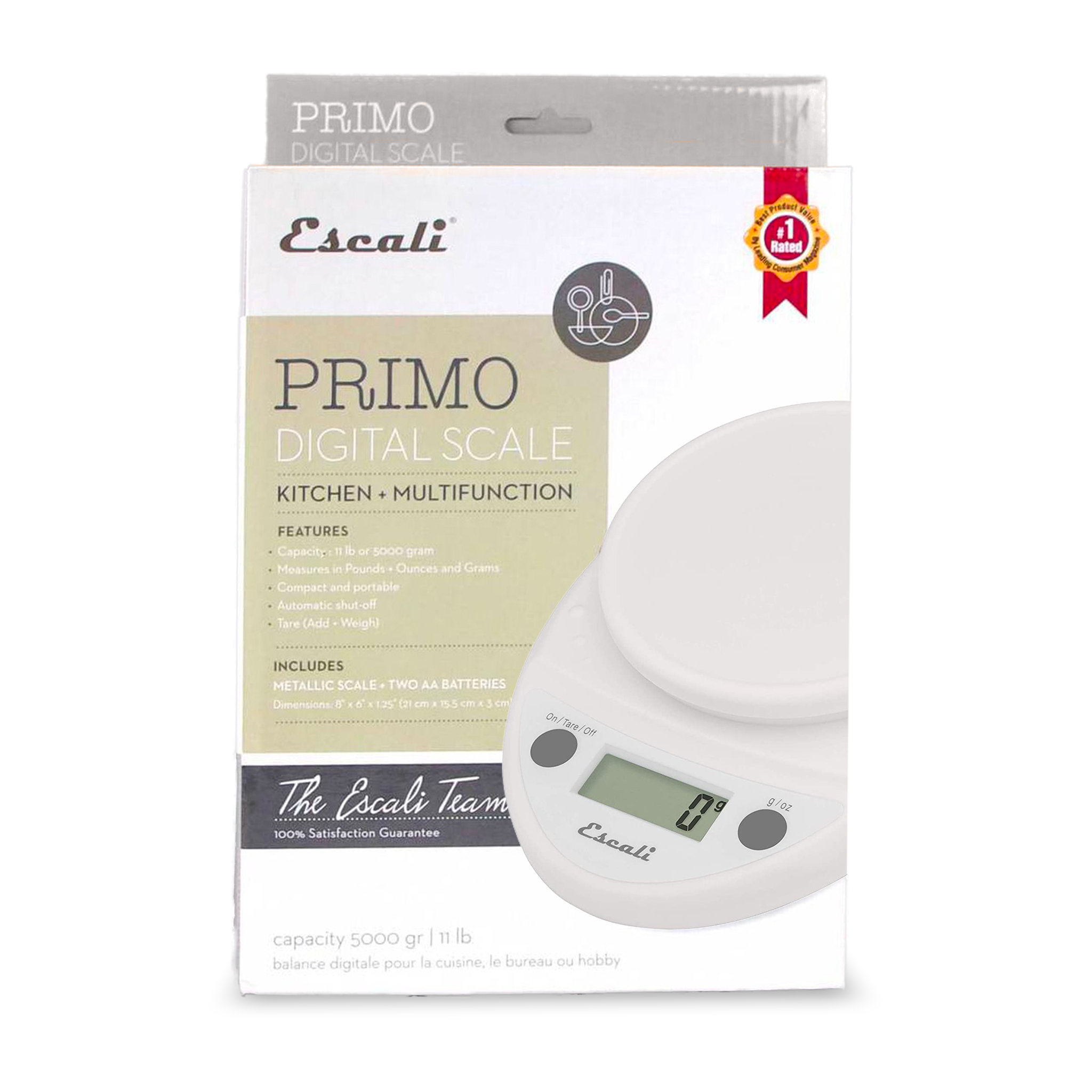 Escali Primo Digital Scale, 11 lb, Black